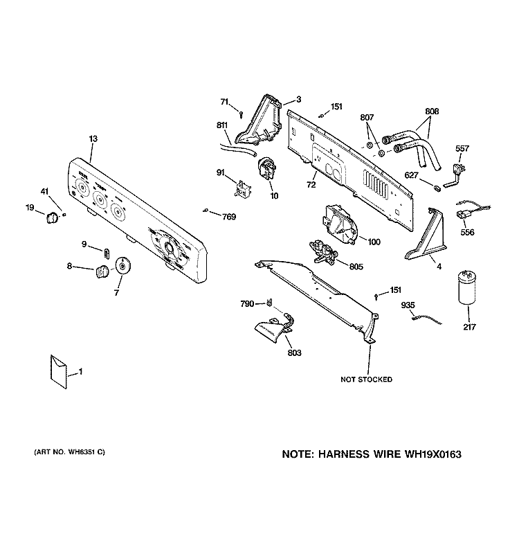 CONTROLS & BACKSPLASH Diagram and Parts List for GJSR2080H0WW  General Electric Washer