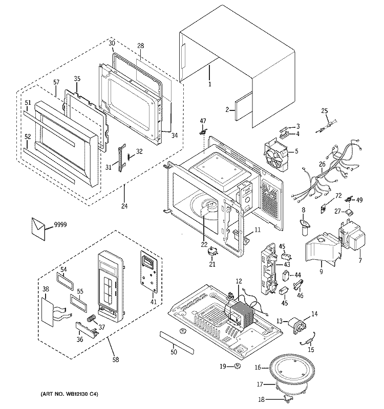 MICROWAVE Diagram and Parts List for JES1334SD02  General Electric Microwave