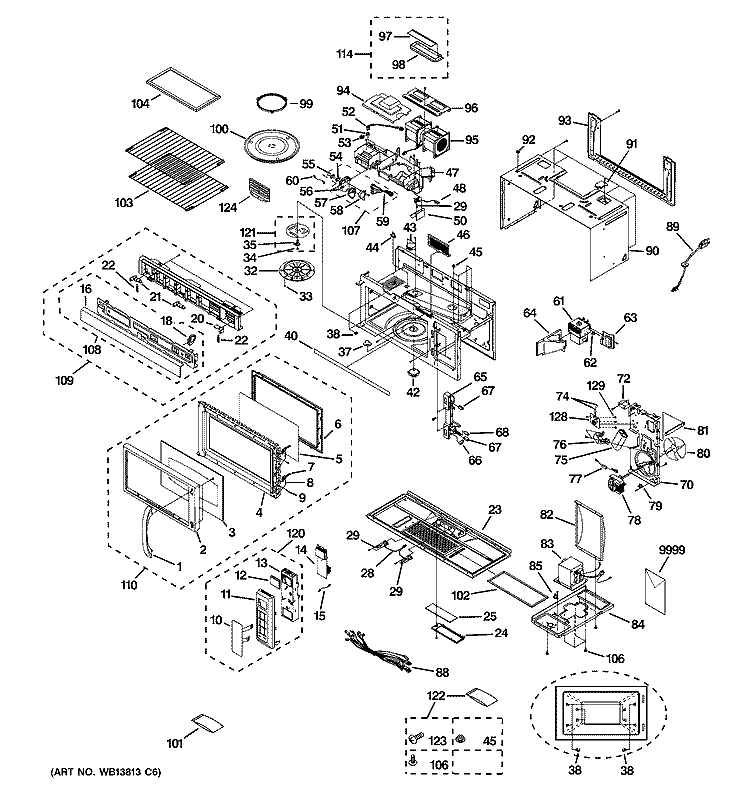 MICROWAVE Diagram and Parts List for JVM1870WF07  General Electric Microwave