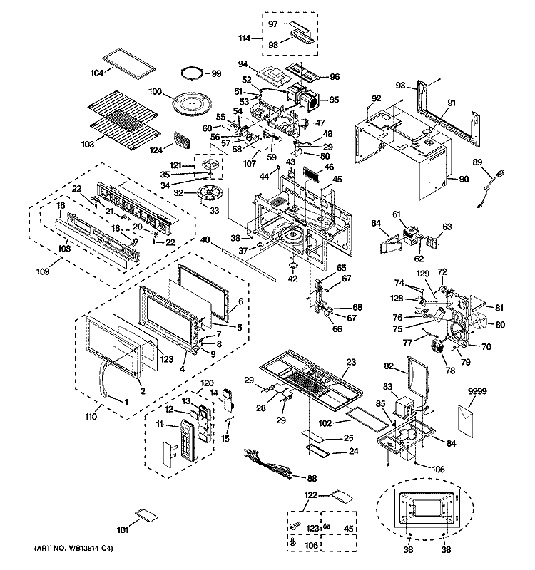 MICROWAVE Diagram and Parts List for JVM1870SK04  General Electric Microwave