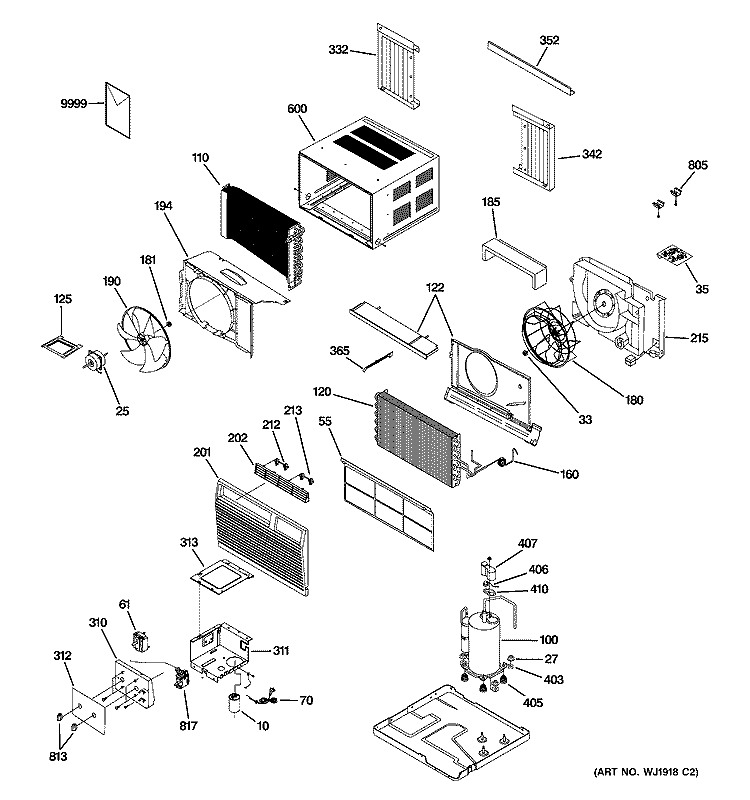 ROOM AIR CONDITIONER Diagram and Parts List for ASV14AKS1  General Electric Air Conditioner