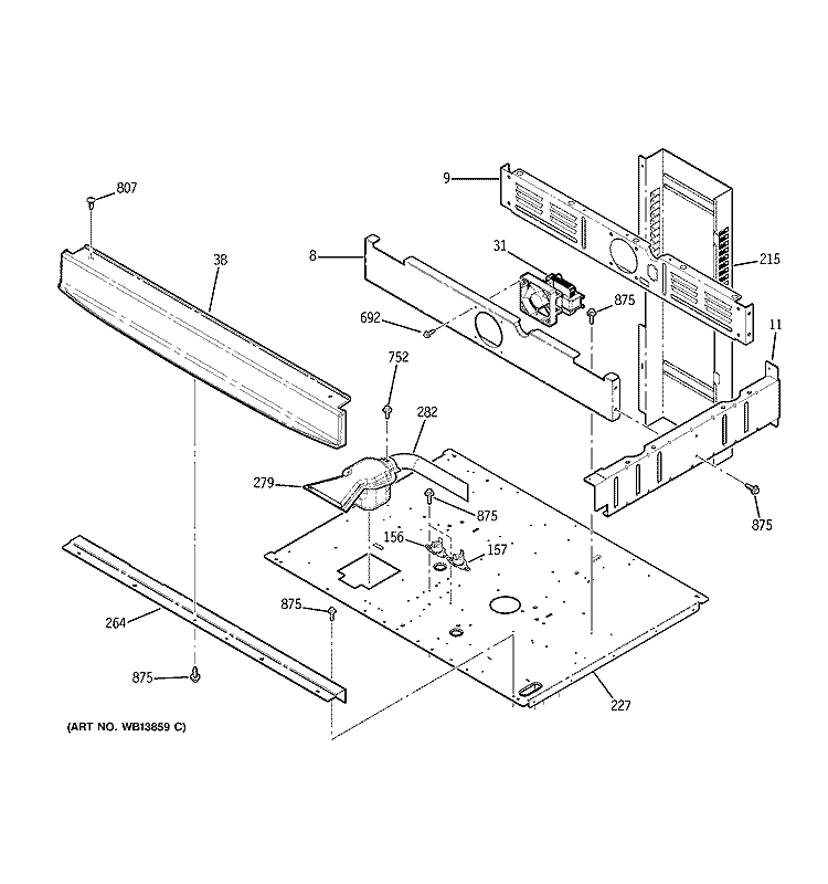 CENTER SPACER Diagram and Parts List for JT952CF8CC  General Electric Wall Oven