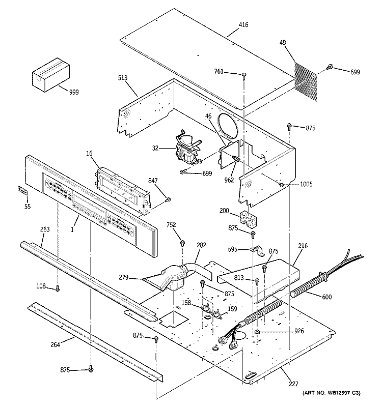 CONTROL PANEL Diagram and Parts List for ZET958BF4BB  General Electric Wall Oven