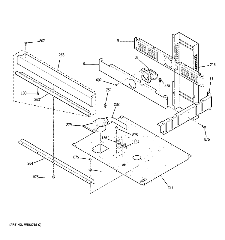 CENTER SPACER Diagram and Parts List for ZET958BF7BB  General Electric Wall Oven