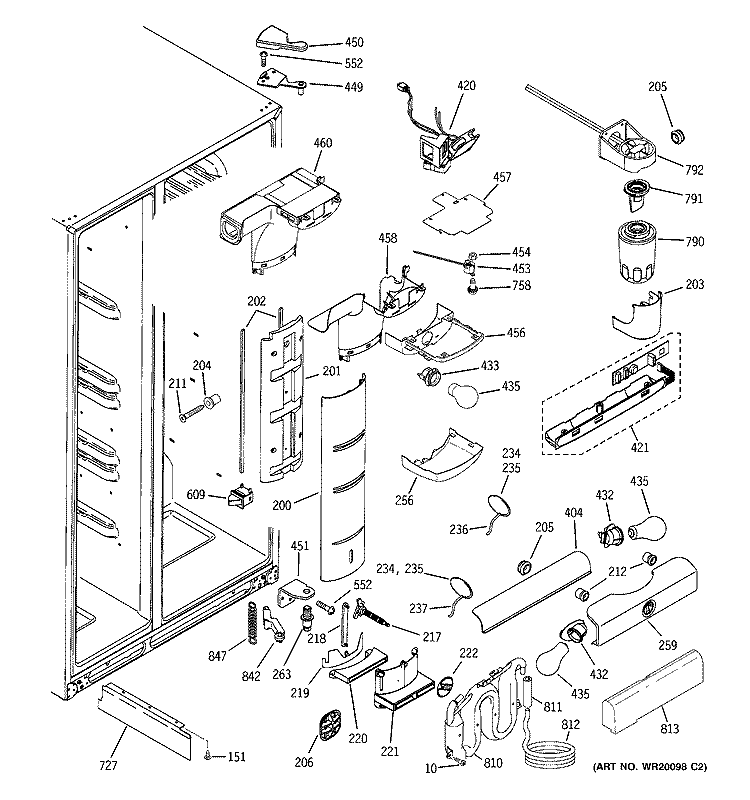 FRESH FOOD SECTION Diagram and Parts List for PSK27NGSDCCC  General Electric Refrigerator