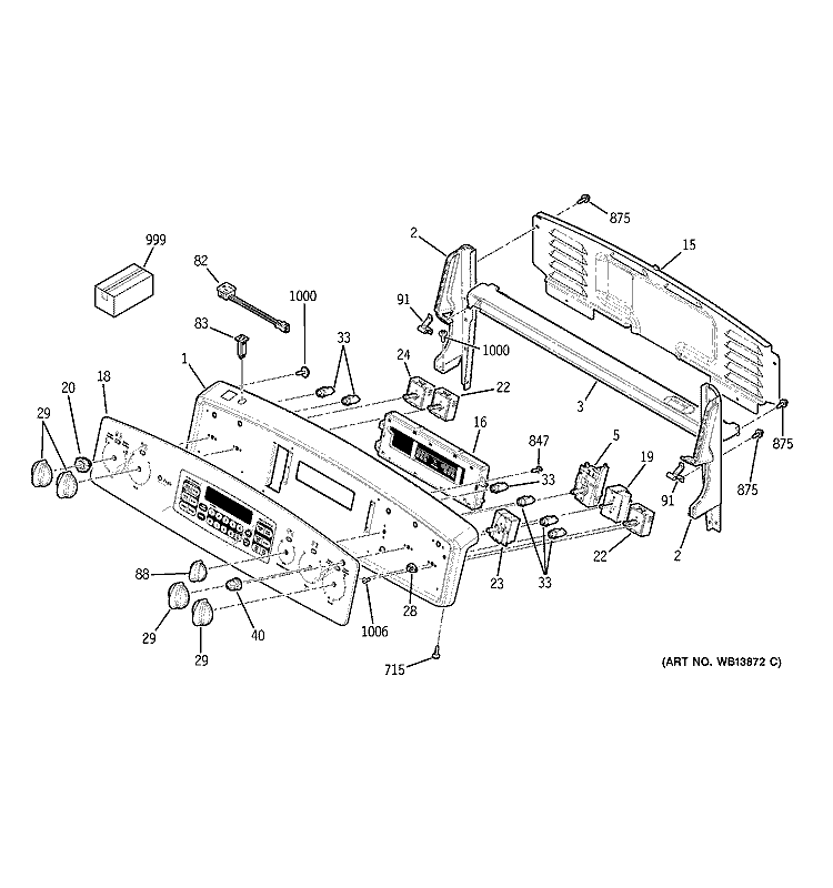 CONTROL PANEL Diagram and Parts List for JCB968SK1SS  General Electric Range