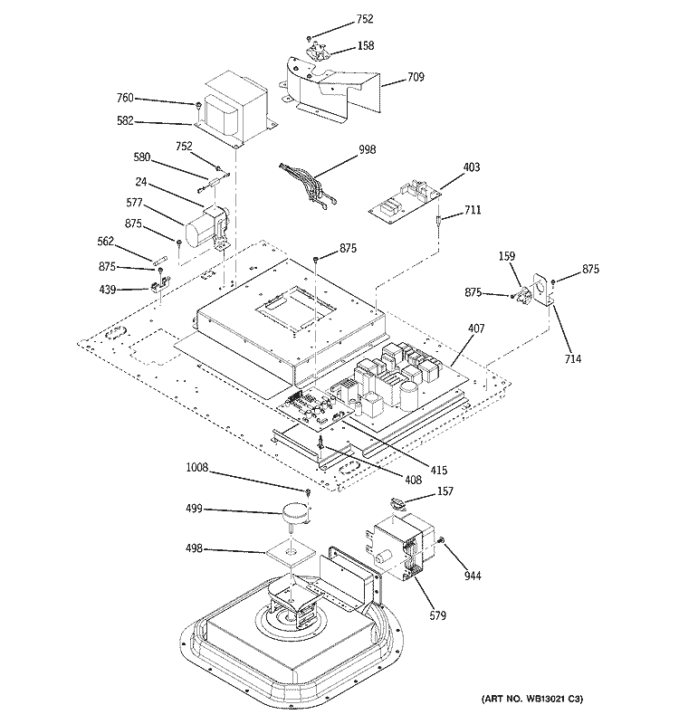 CONTROL SECTION Diagram and Parts List for JS998SK1SS  General Electric Microwave Oven Combo