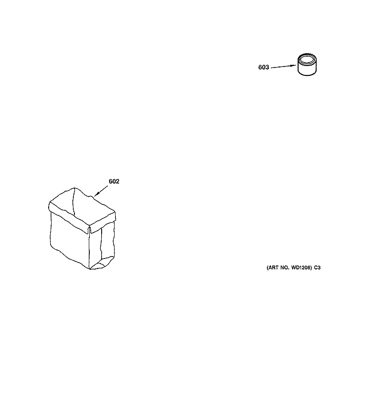 ACCESSORY PARTS Diagram and Parts List for GCG1500L0WW  General Electric Trash Compactor