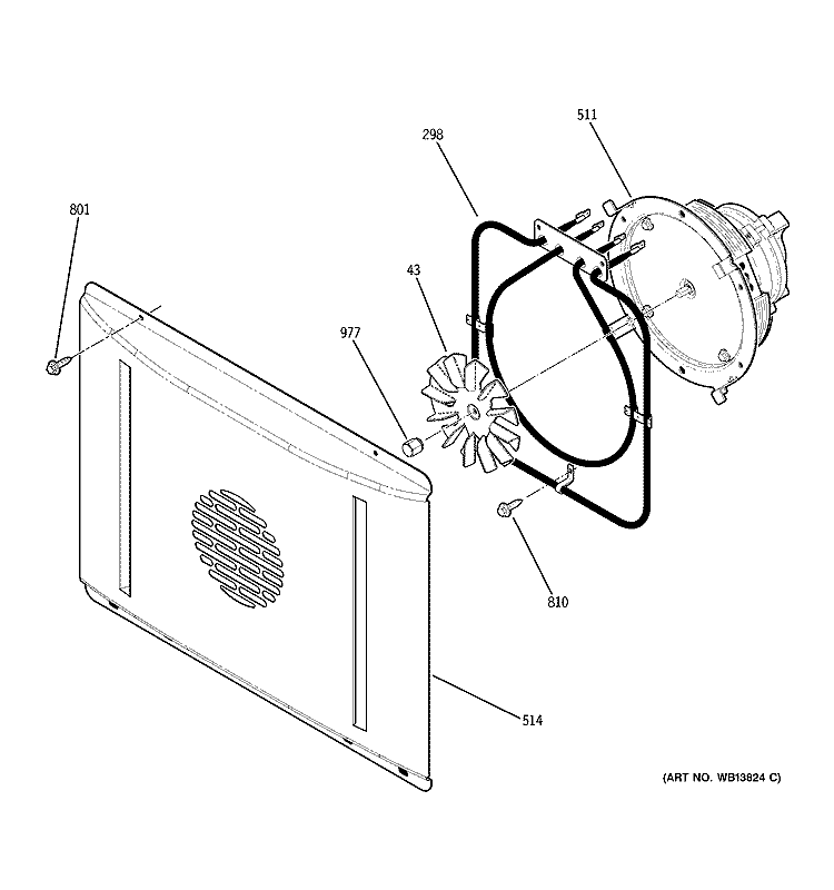 CONVECTION FAN Diagram and Parts List for ZET1PL1SS  General Electric Wall Oven