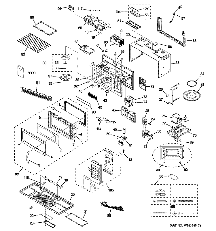 MICROWAVE Diagram and Parts List for HVM1750DM1CC  General Electric Microwave