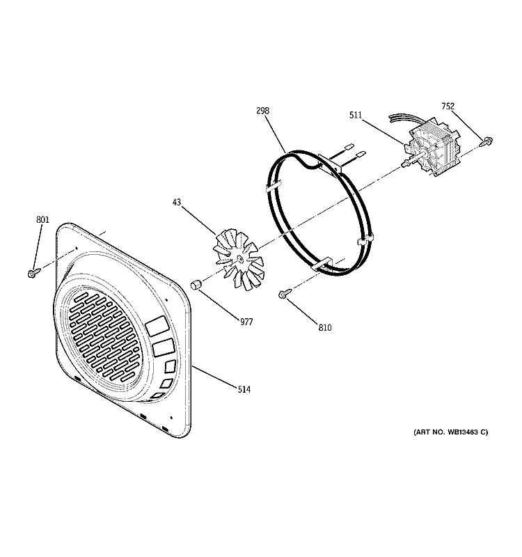 CONVECTION FAN Diagram and Parts List for JT952SK4SS  General Electric Wall Oven