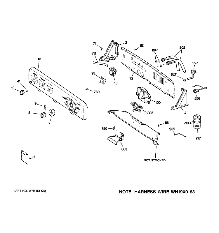 CONTROLS & BACKSPLASH Diagram and Parts List for S2100G0WW  General Electric Washer
