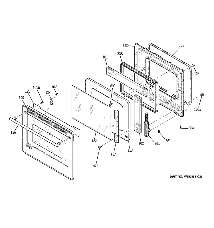 DOOR Diagram and Parts List for ZEK938BF6BB  General Electric Wall Oven