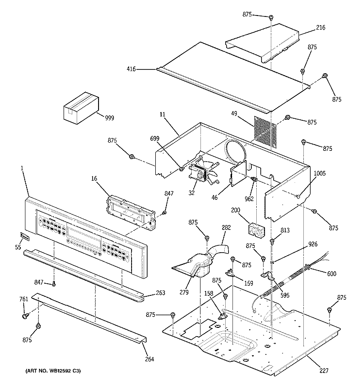 CONTROL PANEL Diagram and Parts List for ZEK958BF5BB  General Electric Wall Oven