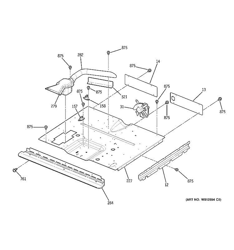 CENTER SPACER Diagram and Parts List for ZEK958BF5BB  General Electric Wall Oven