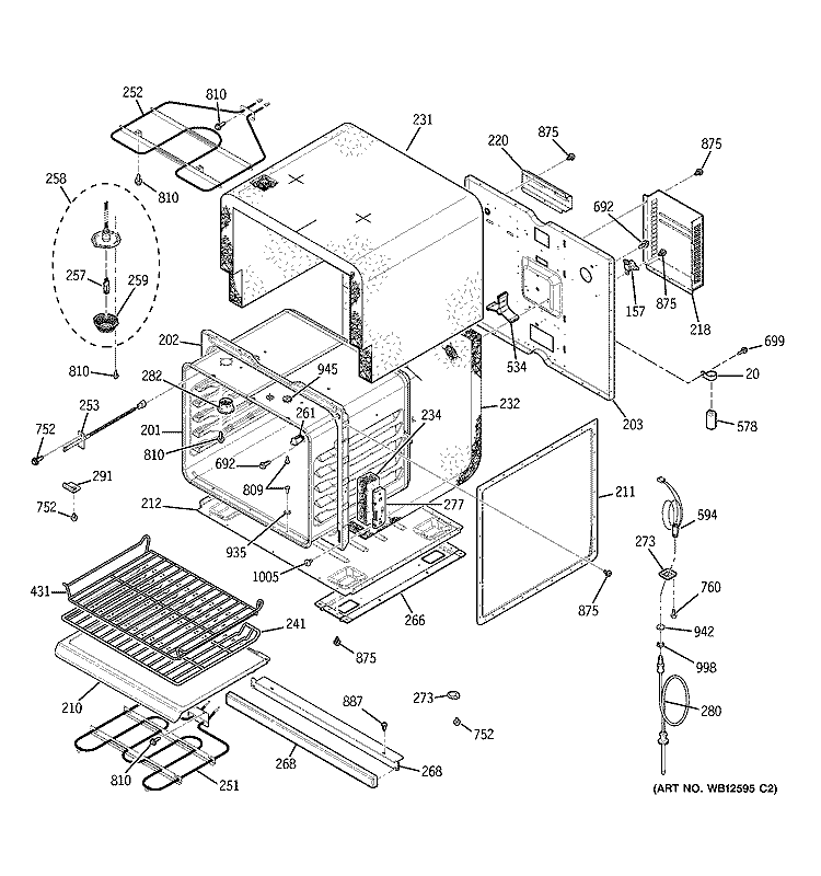 LOWER OVEN Diagram and Parts List for ZEK958BF7BB  General Electric Wall Oven