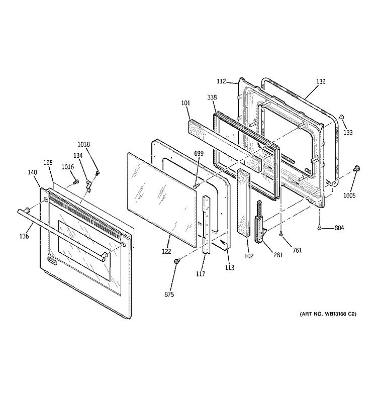 DOOR Diagram and Parts List for ZEK958BF7BB  General Electric Wall Oven