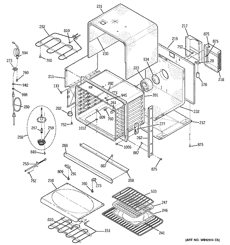 BODY PARTS Diagram and Parts List for ZET938BF6BB  General Electric Wall Oven