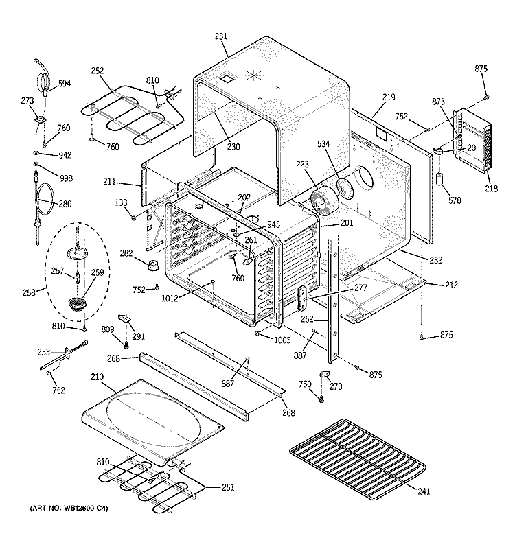 LOWER OVEN Diagram and Parts List for ZET958BF6BB  General Electric Wall Oven