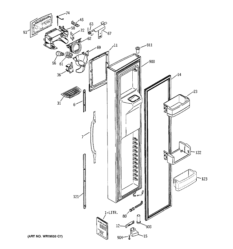 FREEZER DOOR Diagram and Parts List for HSK27MGSDCCC  Hotpoint Refrigerator
