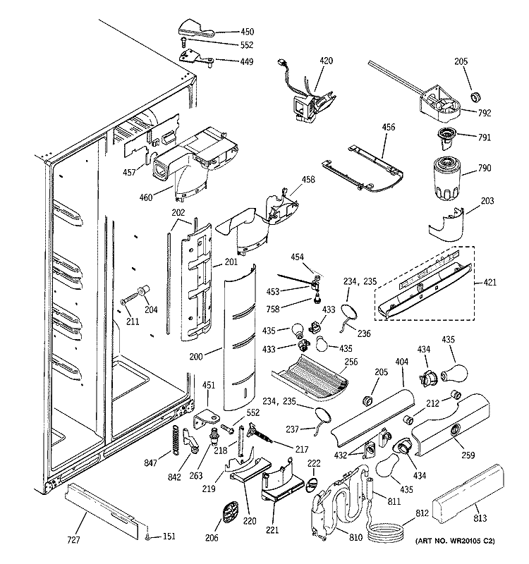 FRESH FOOD SECTION Diagram and Parts List for HSK27MGSDCCC  Hotpoint Refrigerator