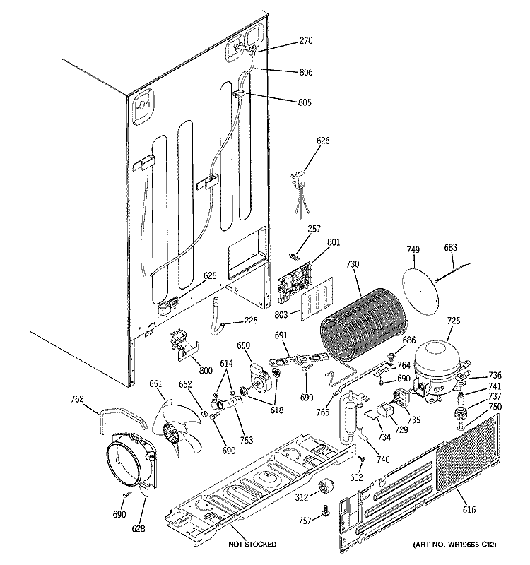 SEALED SYSTEM & MOTHER BOARD Diagram and Parts List for PSF23NGTEBB  General Electric Refrigerator