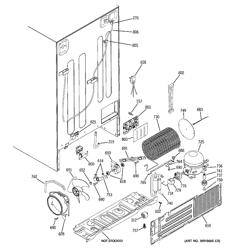 SEALED SYSTEM & MOTHER BOARD Diagram and Parts List for PSI23NCRGWV  General Electric Refrigerator