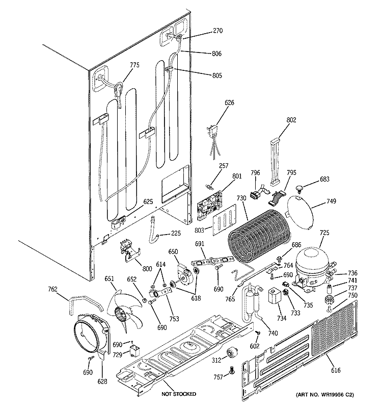 SEALED SYSTEM & MOTHER BOARD Diagram and Parts List for PSK27NHSDCWW  General Electric Refrigerator