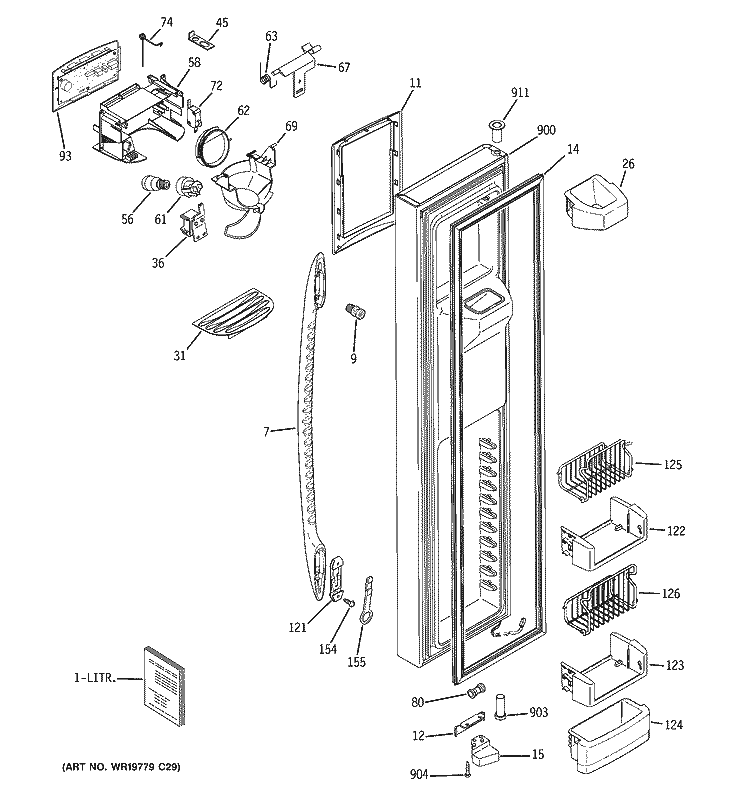 FREEZER DOOR Diagram and Parts List for PSS23MGTEBB  General Electric Refrigerator