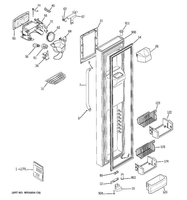 FREEZER DOOR Diagram and Parts List for GSS23LSTESS  General Electric Refrigerator