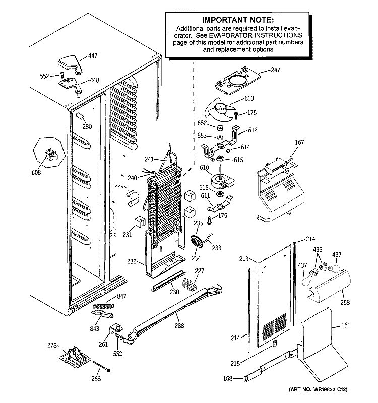 FREEZER SECTION Diagram and Parts List for GSS23LSTESS  General Electric Refrigerator
