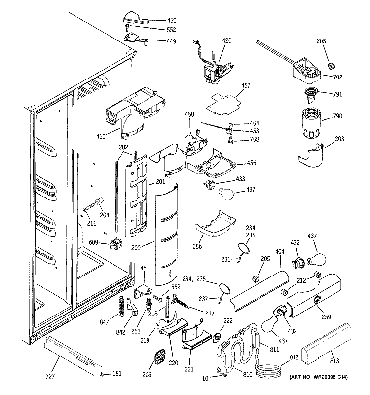 FRESH FOOD SECTION Diagram and Parts List for GSS23LSTESS  General Electric Refrigerator