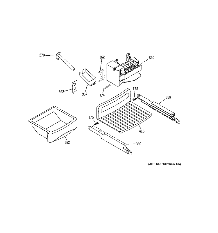 ICE MAKER & DISPENSER Diagram and Parts List for RSK25LHSDCCC  General Electric Refrigerator