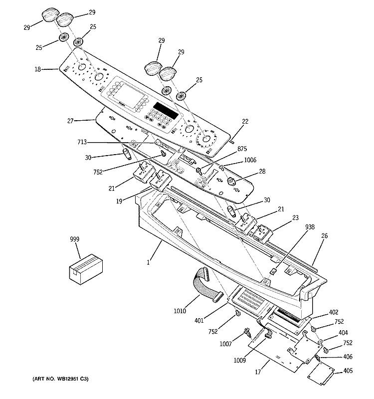 CONTROL PANEL Diagram and Parts List for JS998BK1BB  General Electric Microwave Oven Combo