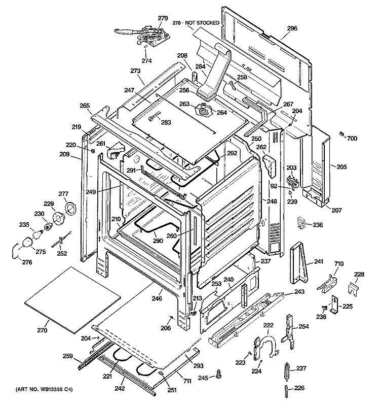 BODY PARTS Diagram and Parts List for RB800CJ3CC  Hotpoint Range