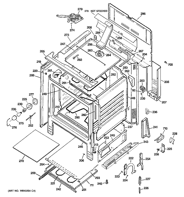 BODY PARTS Diagram and Parts List for RB800SJ4SA  Hotpoint Range