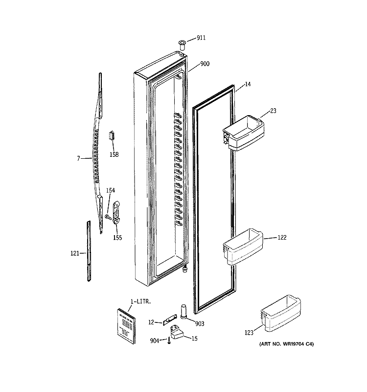 FREEZER DOOR Diagram and Parts List for GSK25LGTBCCC  General Electric Refrigerator