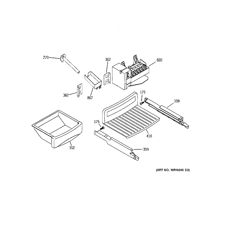 ICE MAKER & DISPENSER Diagram and Parts List for GSK25LGTBCCC  General Electric Refrigerator