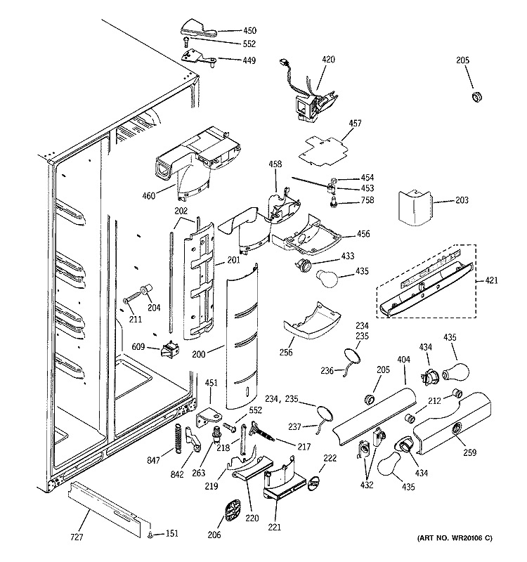 FRESH FOOD SECTION Diagram and Parts List for GSK25LGTBCCC  General Electric Refrigerator