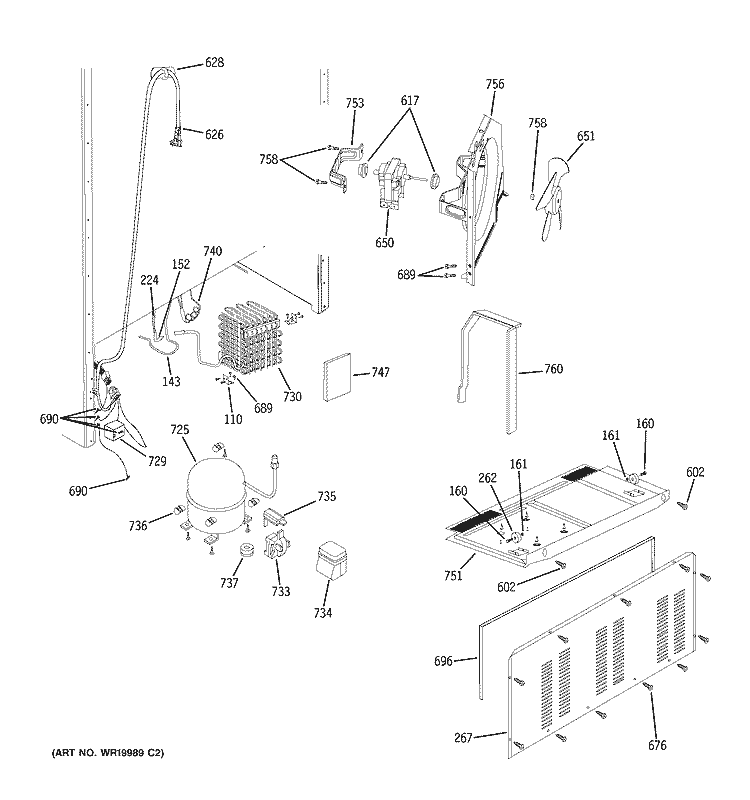 UNIT PARTS Diagram and Parts List for GTS18TBSACC  General Electric Refrigerator