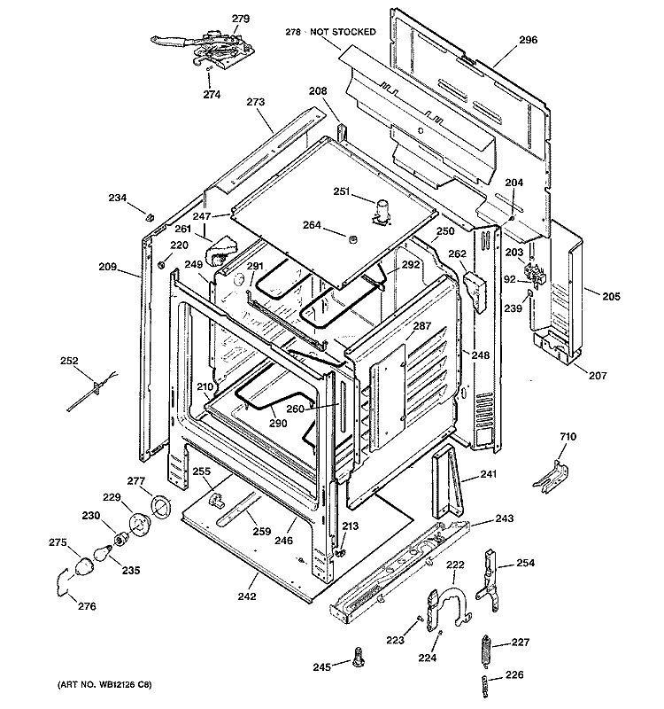 BODY PARTS Diagram and Parts List for JBP22BK4WH  General Electric Range