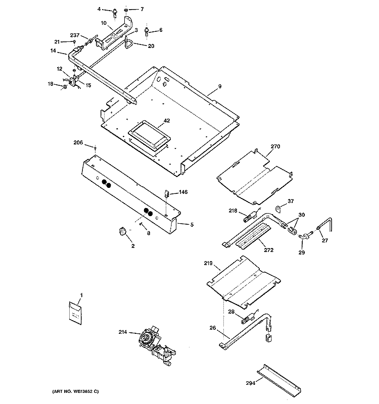 GAS & BURNER PARTS Diagram and Parts List for JGBP35GXH4WW  General Electric Range