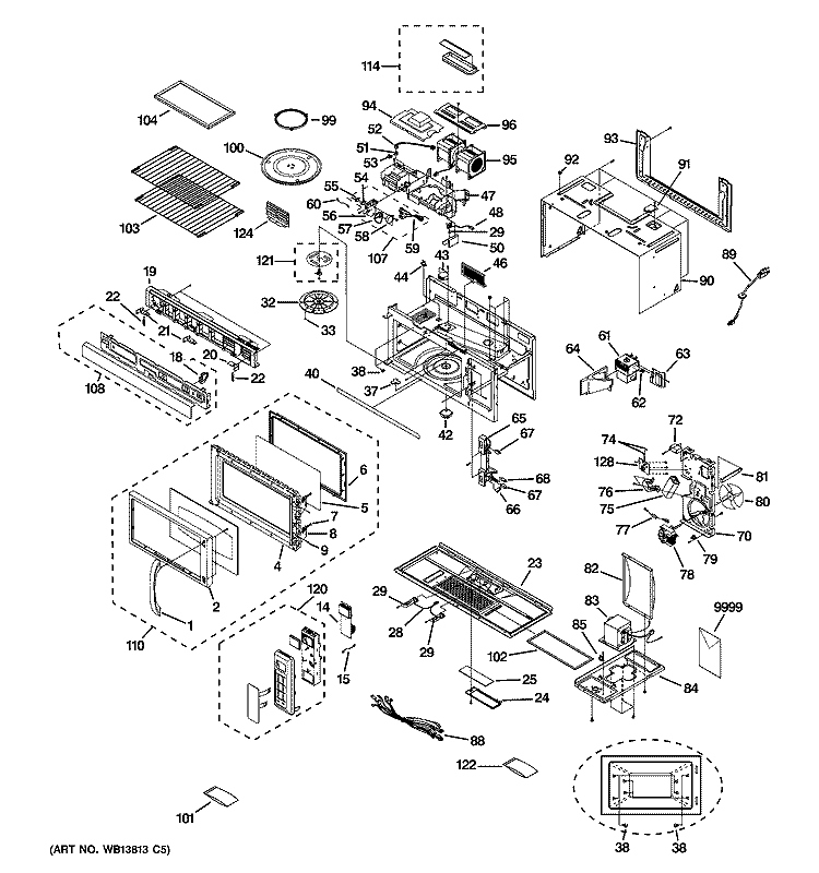 MICROWAVE Diagram and Parts List for JVM1871SK03  General Electric Microwave