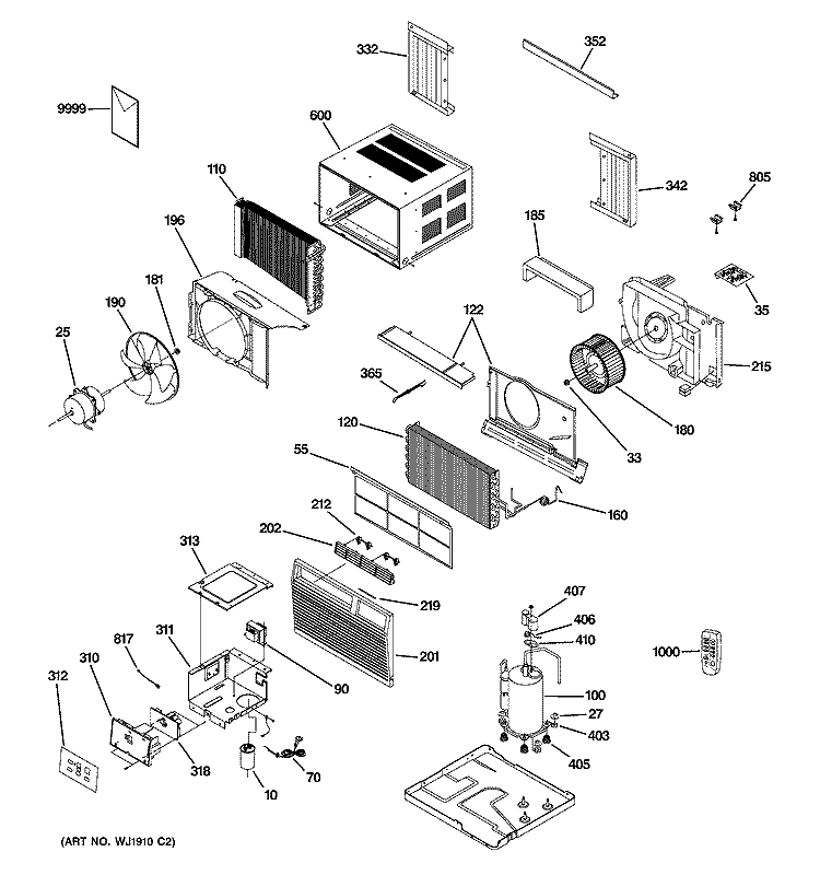 ROOM AIR CONDITIONER Diagram and Parts List for ASM08LKS1  General Electric Air Conditioner