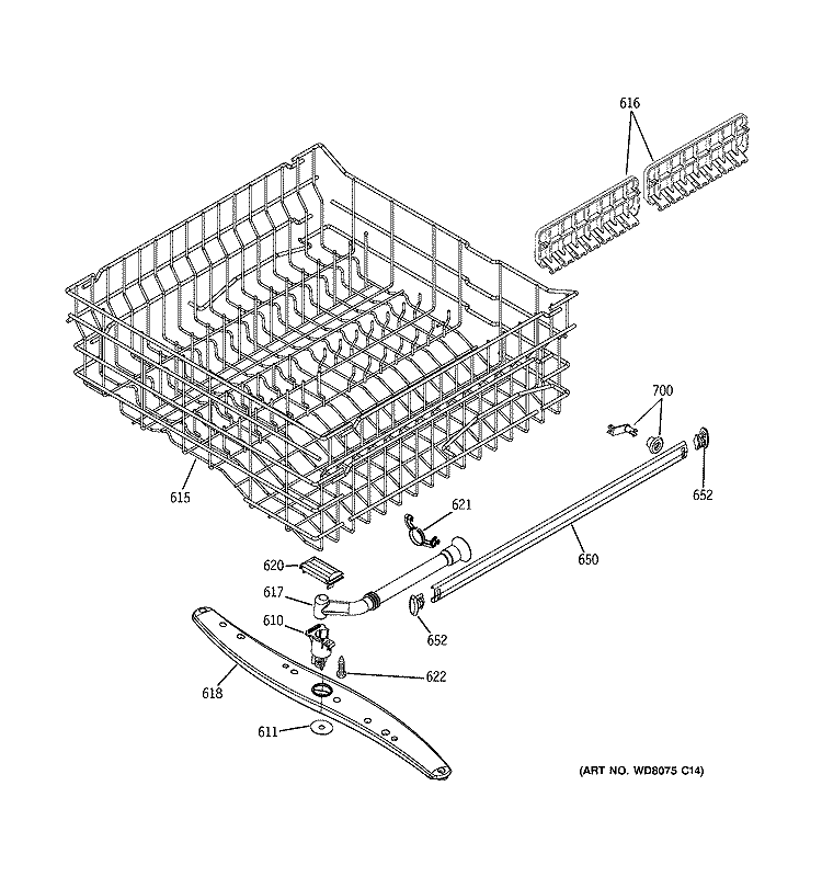 UPPER RACK ASSEMBLY Diagram and Parts List for GLD4650N00CS  General Electric Dishwasher