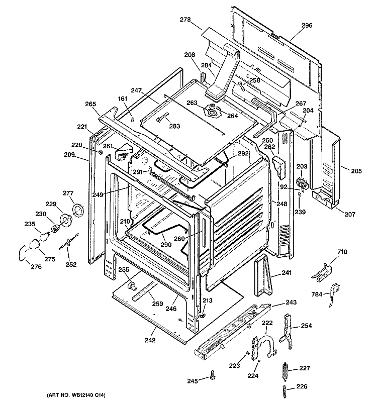 BODY PARTS Diagram and Parts List for ECBS68WJ3WW  General Electric Range