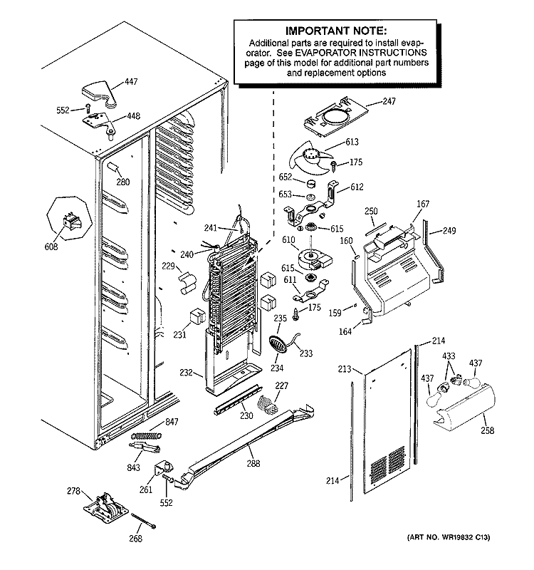 FREEZER SECTION Diagram and Parts List for DSS25KGTABB  General Electric Refrigerator