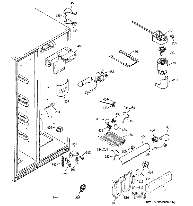 FRESH FOOD SECTION Diagram and Parts List for DSS25KGTABB  General Electric Refrigerator