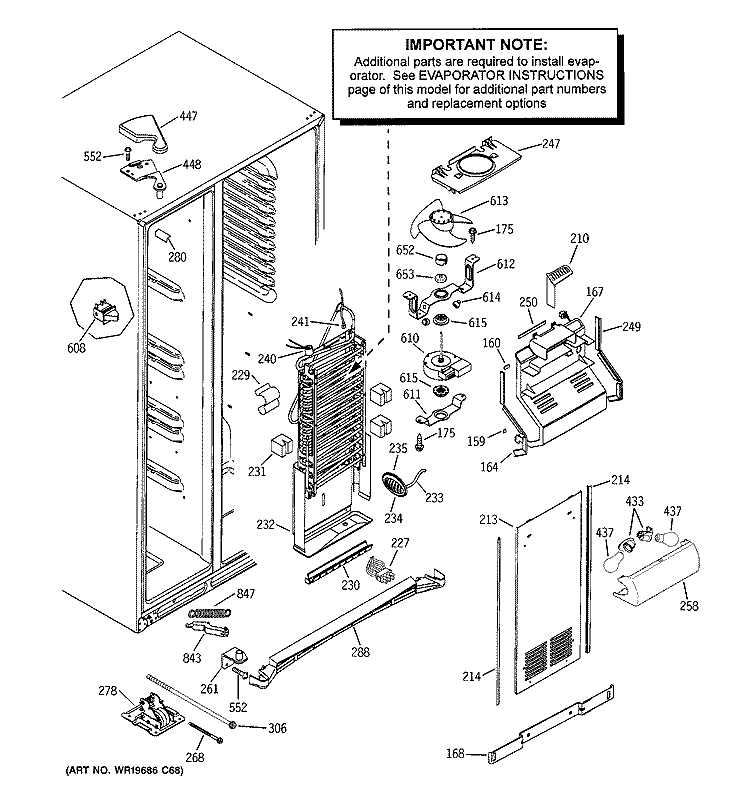 FREEZER SECTION Diagram and Parts List for PSC23NSTDSS  General Electric Refrigerator