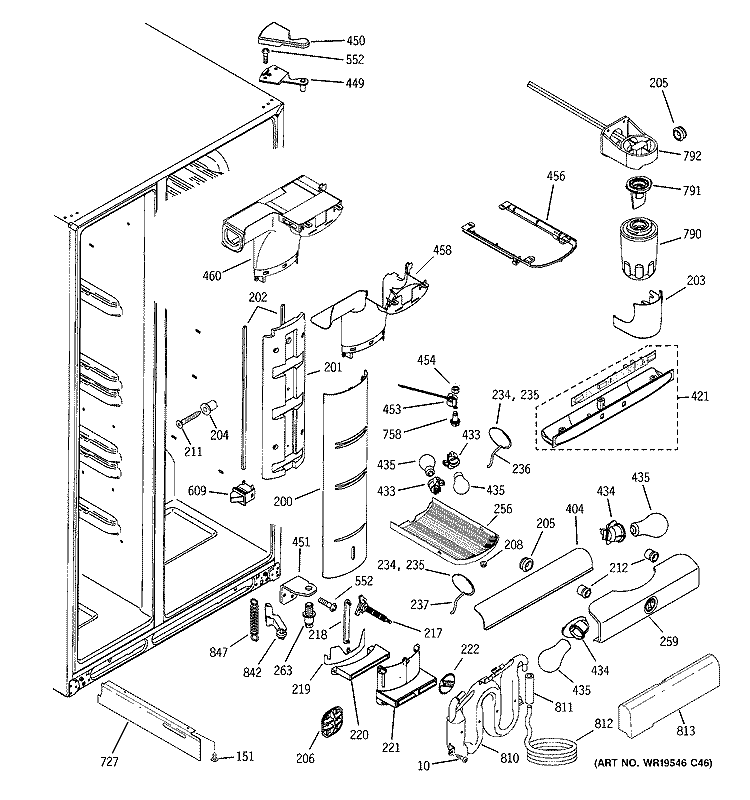 FRESH FOOD SECTION Diagram and Parts List for PSC23NSTDSS  General Electric Refrigerator